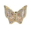 Hip hop butterfly ring in gold finish with micro-paved cubic zirconia stones - Size 5 / Full Zirconia Butterfly Style (Style 7) / Gold