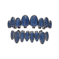 Ensemble grillz hip-hop avec placage noir fusil et zircone cubique bleu marine - Ensemble Haut Et Bas / Bleu foncé