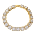Detailaufnahme der vergoldeten 10mm Zirkonia Hip Hop Kette mit Halo Kristallbesatz - Gold 7inch