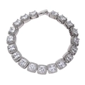Hip Hop Armband mit quadratischen Zirkoniasteinen in Silberoptik und Pavé-Fassung - Silber 7inch
