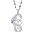 Hip hop handcuff pendant necklace with silver plating and micro-pave cubic zirconia - Silver (60cm)