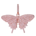 Colgante mariposa hip-hop en oro rosa con piedras de circón rosa para hombre y mujer - Colgante Suelto (Sin Cadena)