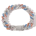 12mm iced out Cuban link chain necklace with multicolored zirconia stones in hip hop style - Standard Type / Colorful Zircon (Silver Base)