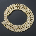12mm goldene Gliederkette für Herren mit Zirkonia-Besatz und quadratischem Sicherheitsverschluss - 18cm / Gold