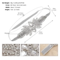 Detailed macro view of rhinestone bridal headband with measurements and silver fabric texture - Silver (HS-J6835S)