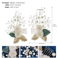 Dettaglio del peso e delle dimensioni del pettine per capelli con fiori e perle - Set da 2 pezzi / Oro (HS-J6795)