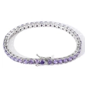 Classic 4mm tennis chain bracelet with round-cut purple zircon in silver plating - 4mm*7inch / Silver