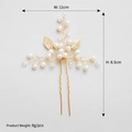 Forcina da sposa dorata con perle e cristalli, design floreale a forma di U elegante - Oro (HS-J4522G)