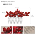 Pettine per capelli sposa con strass rossi e montatura argento, larghezza 9,8 cm - Stile Rosso (HS-J6836SRED)