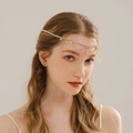 Macro detail of bohemian crystal head chain with gold plating for wedding hair styling - Gold (HS-J6695G)