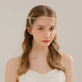 Exotic champagne gold bridal head chain with sparkling rhinestones and drop pendant - Gold (HS-J6696G)