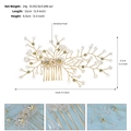 Pettine per capelli da sposa con fiori dorati, cristalli chiari e perle finte - Oro (HS-J6922G)