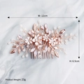 Peine de flores oro rosa con cristales y perlas para peinados de novia y boda - Estilo de Triple Racimo de Flores (HS-J5412) / Dorado