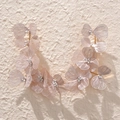Elegant pink wire petals and white pearl bead bridal headband with floral design - Gold