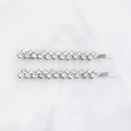 Set de dos horquillas de plata con diamantes de imitación sobre fondo de mármol - Plateado (HS-J5922S)