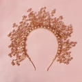 Détails du serre-tête de mariée fait main avec perles champagne et fil doré tressé - Or (TS-J3005G)