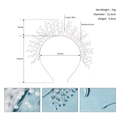 Dimensioni dettagliate del cerchietto da sposa con perle e rami in filo di rame - Stile a Ramo con Perle (TS-J2908) / Argento (TS-J2908)