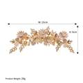 Elegant gold flower hair clip with champagne petals and crystals, 15cm size variant - Gold