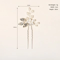 Horquilla de novia plateada con perlas y cristales, accesorio para el cabello hecho a mano - Estilo Floral de Cinco Pétalos (HS-J6377)