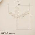 Elegant handmade pearl and crystal hair fork in silver finish for bridal styling - Branch and Leaf Shape (HS-J4808)