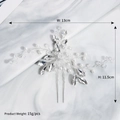 Silver bridal hair pin with marquise crystals and round pearls in a floral twig design - Dense Cluster Style (HS-J5905S)