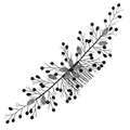 Handmade bridal hair comb with black and clear crystals for Halloween or weddings - Black Vine Center Flower Hair Comb (HS-J6657BLK)