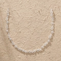 Cerchietto da sposa argento con foglie bianche e perle per matrimoni vintage - Argento