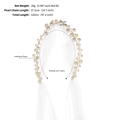 White bridal veil with 120cm length imitation pearl strand and golden wire headband - Artificial Pearl and Wire Long Style (HS-J6434)