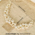 Dettaglio dimensioni pettine per capelli sposa con perle e filo dorato 13x8 cm - Stile Bianco Perla Oro (HS-J7279G)