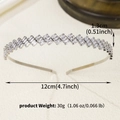 Detail shot of zircon headband showing dimensions 12cm width and 1.3cm height - Step Cut Rectangle Style (TS-J3400S)