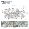 Dettaglio pettine da sposa con foglie di strass e perle finte su base argento - Stile Foglia Di Fiore D'argento (HS-J7297S)