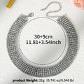Collier ras du cou élégant à cinq rangs de cristaux argentés de 30 cm de longueur - Style de Strass à Six Rangs (NS-J6549S)