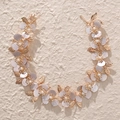 Diadema de hojas doradas con flores lavanda y perlas para peinados de novia real - Estilo Flor Morada (HS-J6310)