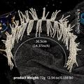 Lujosa tiara nupcial con diamantes de imitación, corona de flecos plateados de 8,5 cm - Hs-j7348s