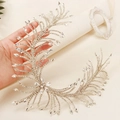 Diadema de novia plateada brillante con diseño de ramas de cristal de lujo para boda - Estilo Plateado (HS-J7401S)