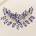 Diadema de novia plateada con pedrería marquise azul oscuro y pinzas para el cabello - Azul