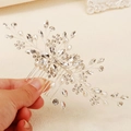 Elegant bridal hair comb with silver crystal flower clusters and white pearls on a u-shaped pin - Silver Floral Cluster Hair Comb (HS-J7359S)