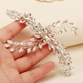 Fermaglio sposa scintillante con strass marquise su filo d'argento - Stile Foglia di Strass Argento (HS-J7375S)