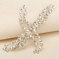 Elegant bridal hair clip with silver wire leaves and marquise crystals on a prop - Silver Leaf Style (HS-J7375S)