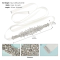 Bridal rhinestone wedding belt with white satin ribbon and flower pattern 5.5cm wide - Silver