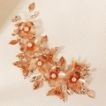 Fascia nuziale artigianale in oro rosa con fiori in maglia metallica e perle - Accessorio per Capelli Fiore Farfalla Oro (HS-J7416G) / Oro