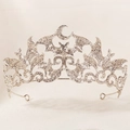 Detail van de gotische vleermuis en maan kroon met zilverlegering en kristallen - Zilver (TS-J3423S)