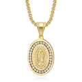 Vergoldete Halskette mit Guadalupe-Anhänger, AAA-Zirkoniasteinen und Box-Kette - Nur goldener Anhänger
