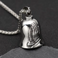 Vintage stainless steel guardian bell necklace with prayer hands on textured rock - Praying Hands Style (DZ950B) Pendant Only (Without Chain)