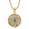 Vergoldete Hip-Hop-Halskette mit einem mit Steinen besetzten Auge des Horus Anhänger - Gold Klein Einzelner Anhänger