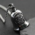 Silver square pearl chain with Eye of Horus bell pendant made of stainless steel - Vintage Steel Pendant