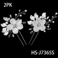 Set di 2 forcine per capelli da sposa in argento con fiori di conchiglia e cristalli - Bastoncino per capelli / Forcine per capelli argento (HS-J7365S)