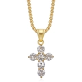 Collar de acero de titanio dorado con colgante de cruz de piedras de circonita cúbica 3A - Solo colgante dorado