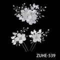 Set pettine e forcine da sposa con fiori di conchiglia bianca, perle e cristalli - Pettine e forcine / Collezione di accessori per capelli argento (ZUHE-539)