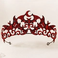 Gothische vleermuiskroon van zwarte legering met rode strassteentjes voor Halloween - Zwart En Rood (TS-J3423HRED)
